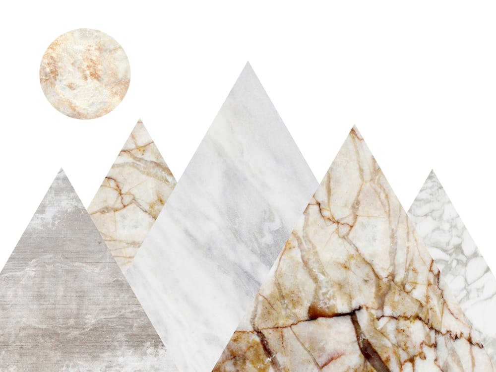 Snowy Mountain Peaks Marble Landscape