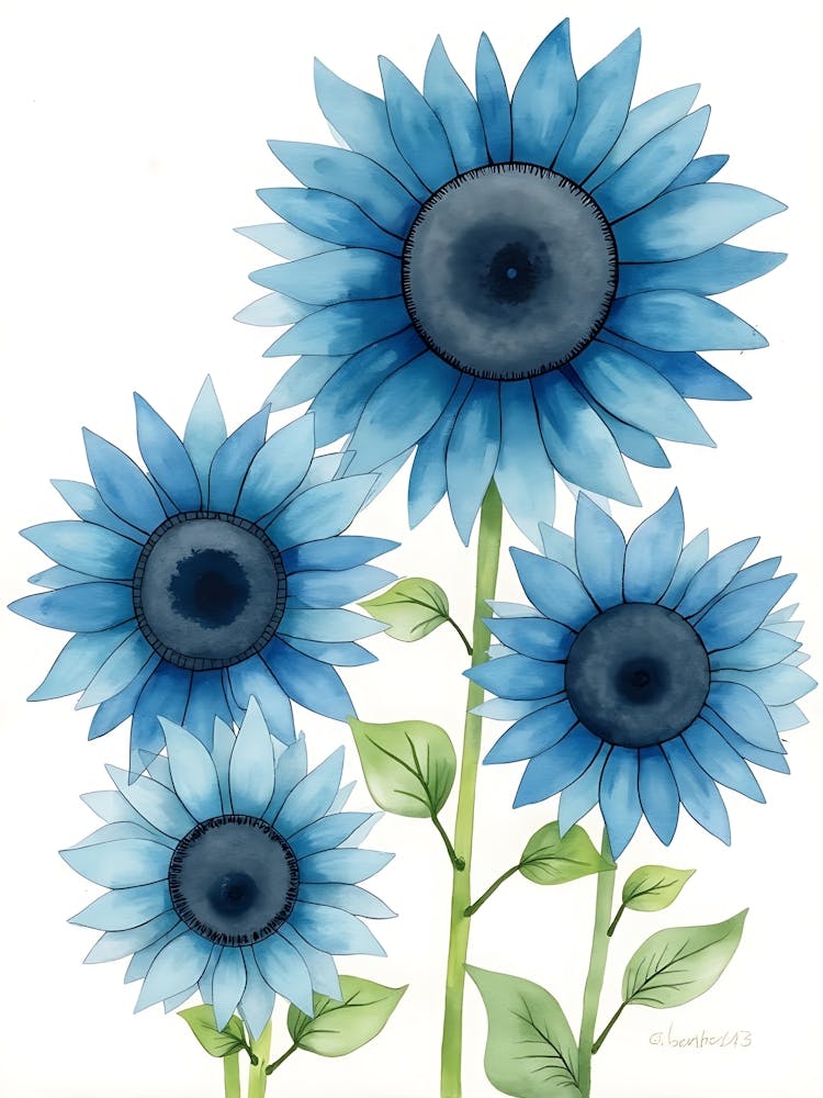 Cascade Florale Bleue Minimaliste