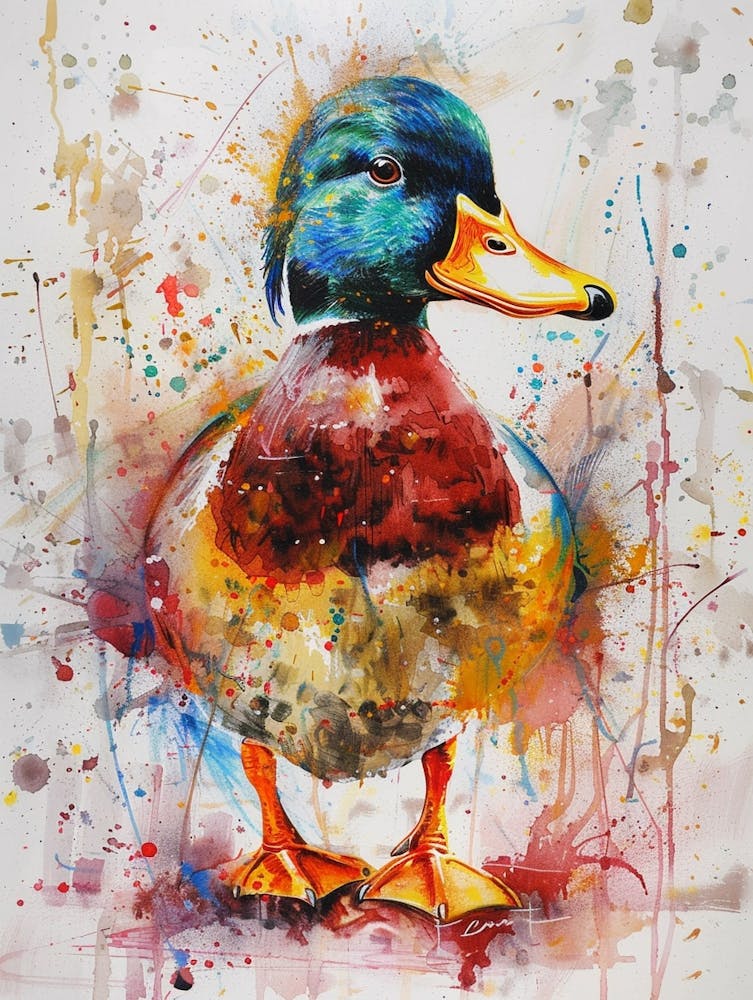 Duck Colourful Watercolour 2
