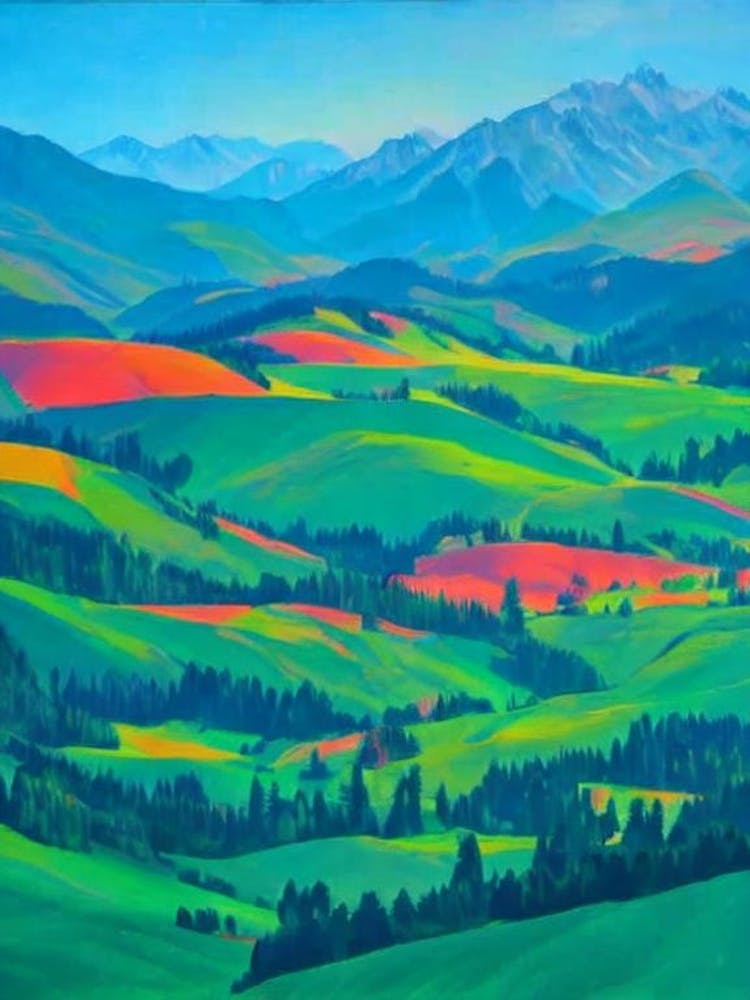 Tatra National Park Poland Blue Oil Painting 2 