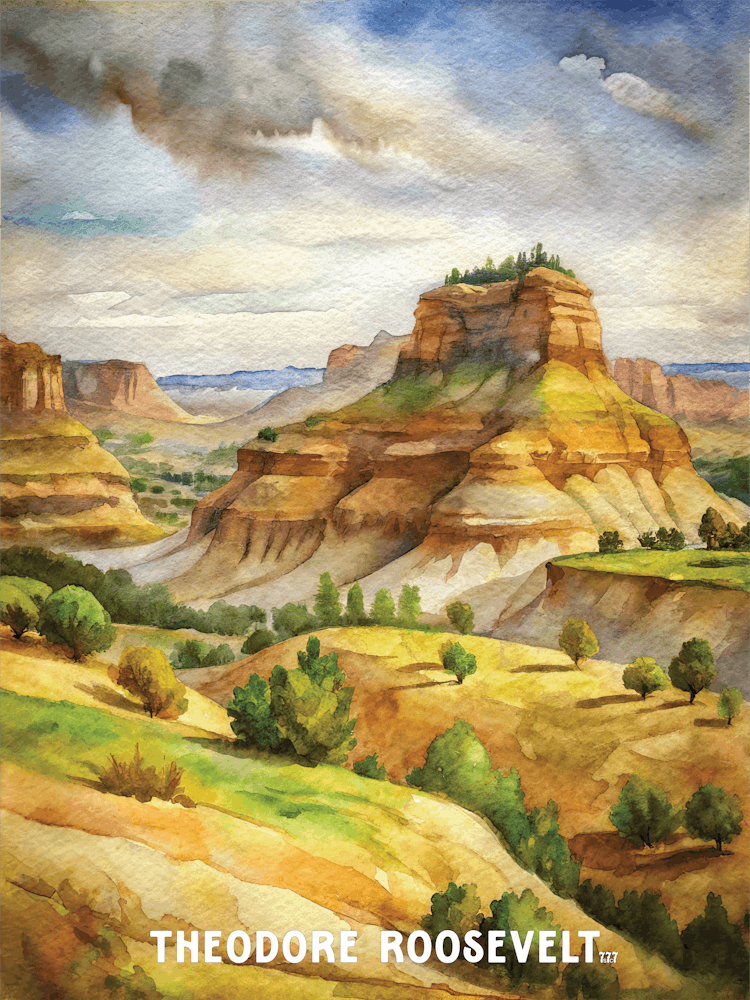 Theodore Roosevelt National Park Watercolor Painting