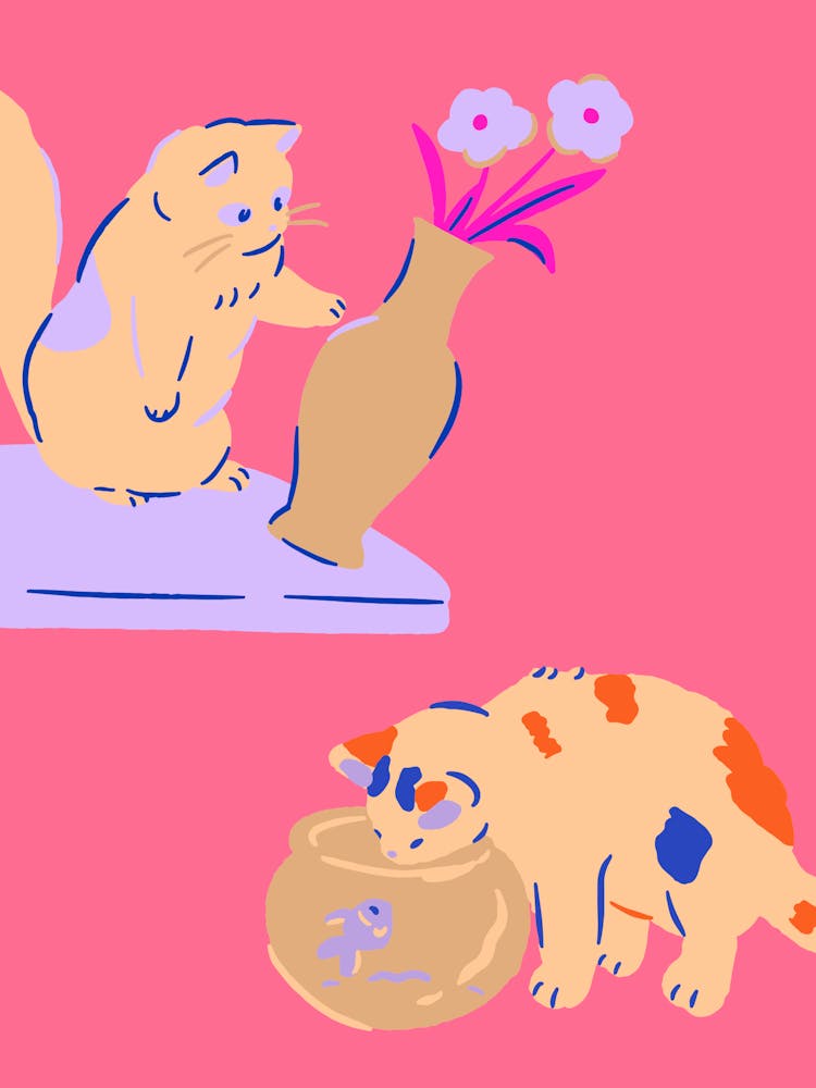 Colorful Cats Poster – Playful Modern Wall Art Illustration