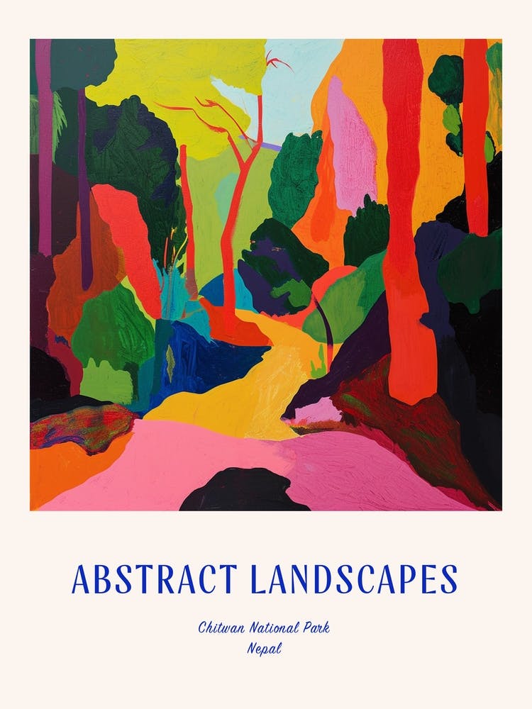 Colourful Abstract Chitwan National Park Nepal 3 Poster Blue