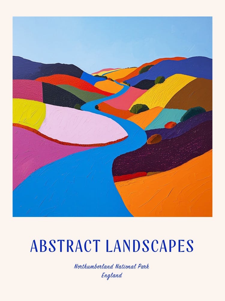 Colourful Abstract Northumberland National Park England 3 Poster Blue