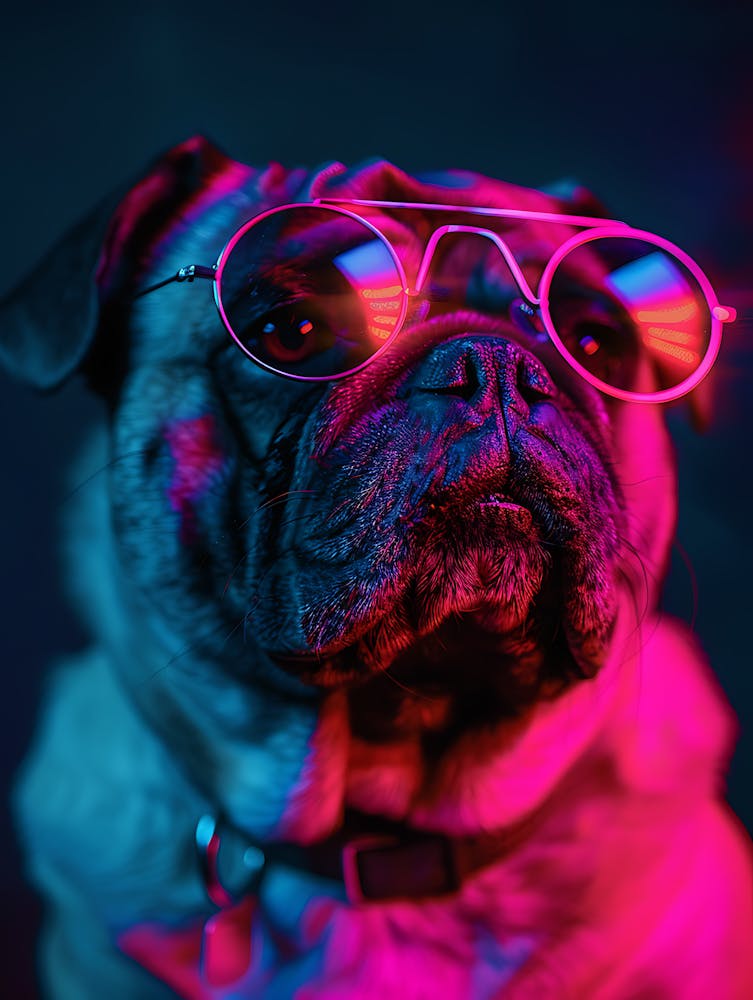 Schöner Hund unter Neonlichtern 20