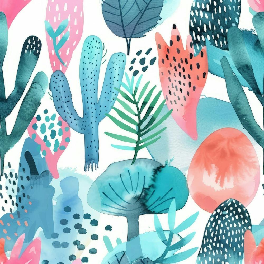 Watercolor Cactus Pattern