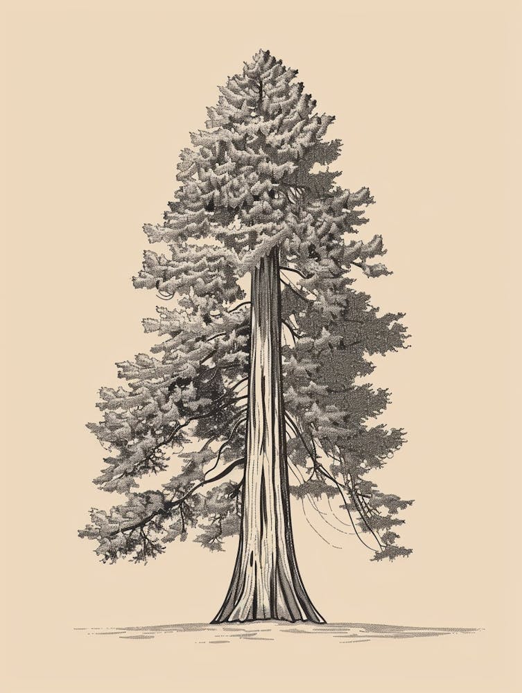 Redwood Tree Minimalistic Drawing 3