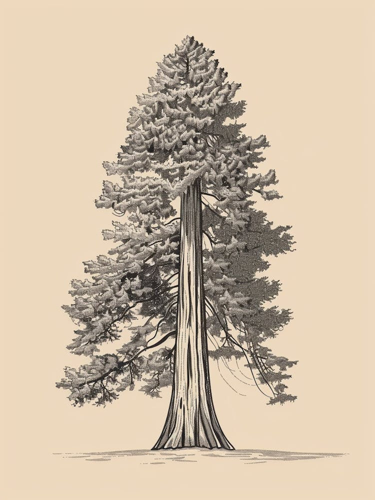 Redwood Tree Minimalistic Drawing 3