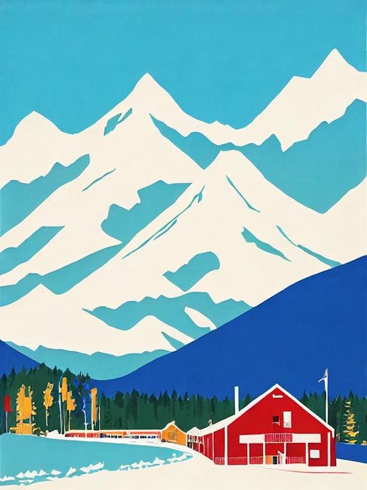 Mont Sainte Anne, Canada Midcentury Vintage Skiing Poster