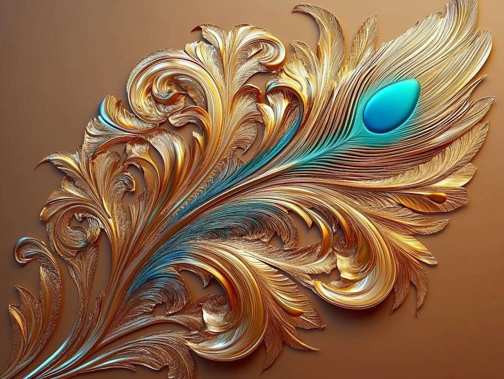 Bunte Goldene Pfauenfeder 1