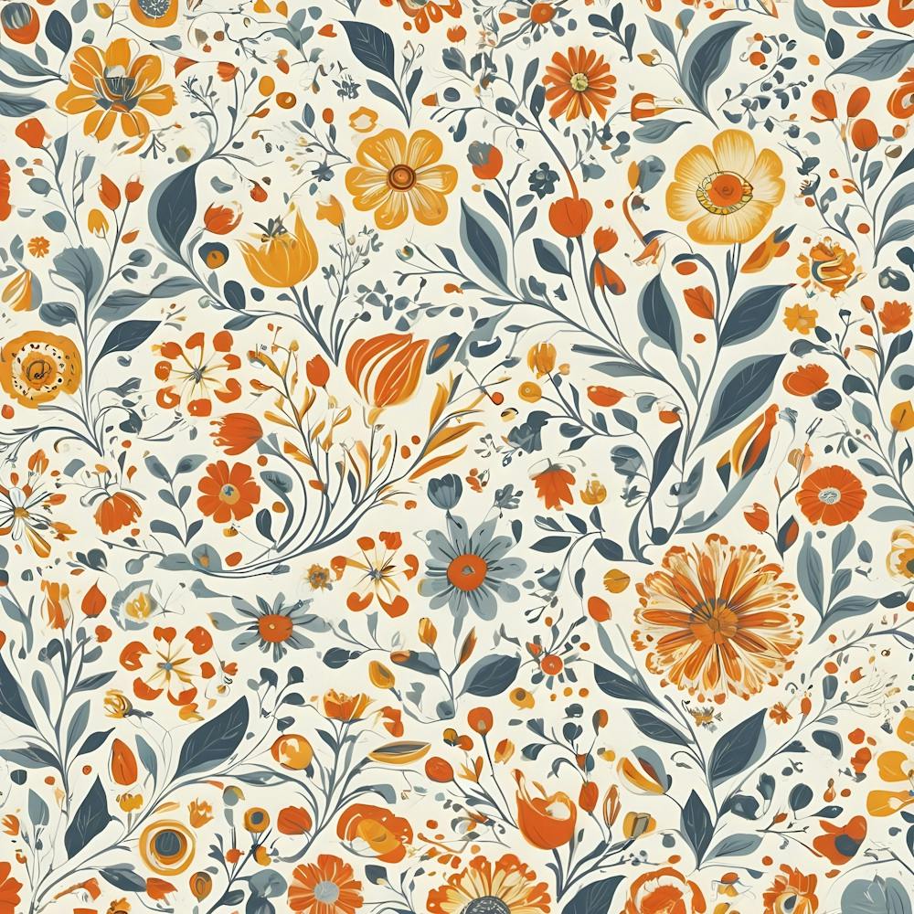 Orange And Blue Floral Pattern
