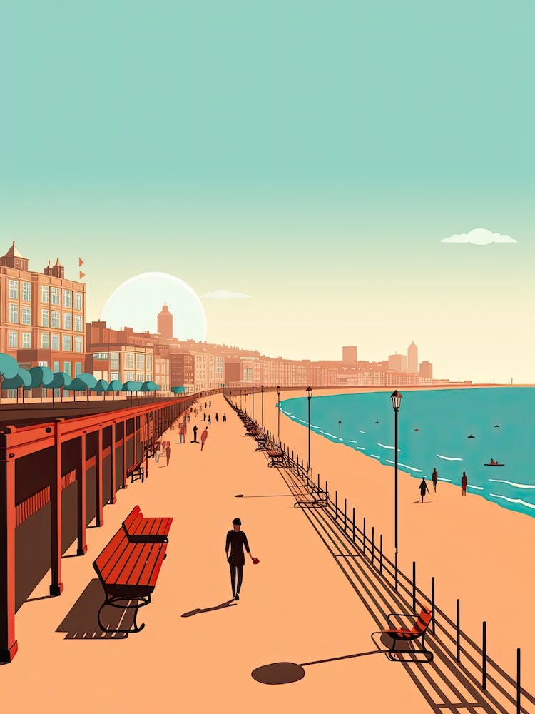 Brighton Beach, England, Graphic Illustration 1