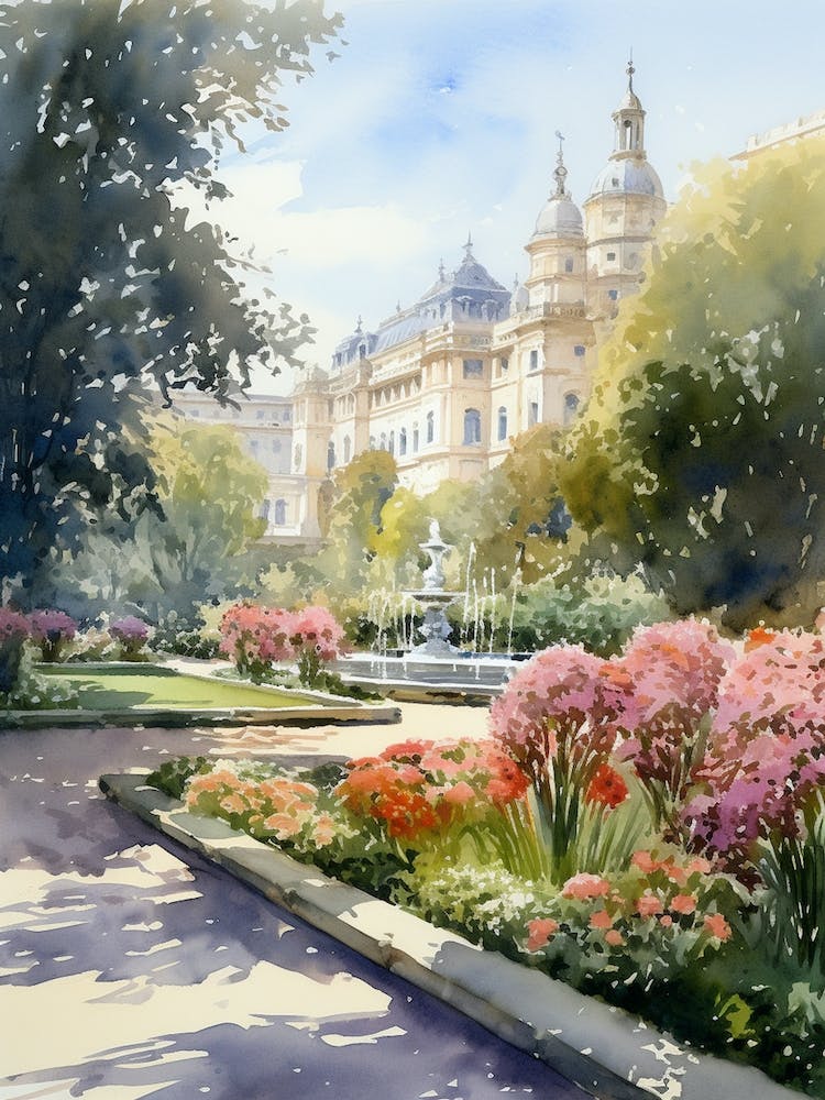 Jardins du Palais Mirabell Autriche Aquarelle 4