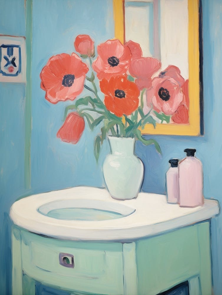 A Vase With Poppy, Flower Bouquet 1