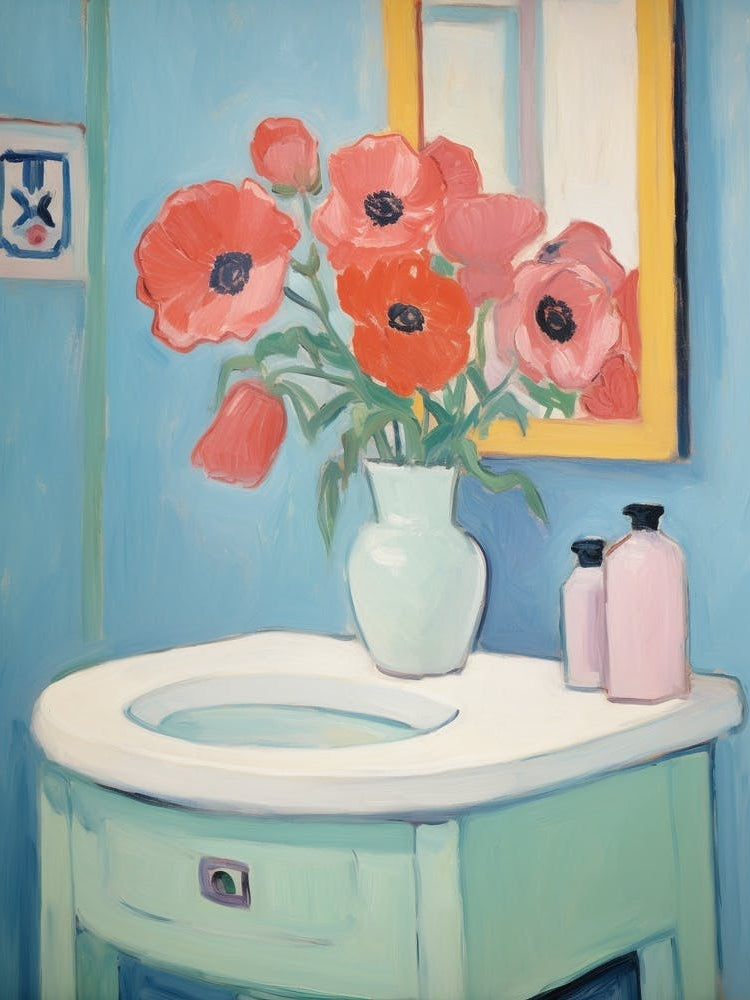 A Vase With Poppy, Flower Bouquet 1