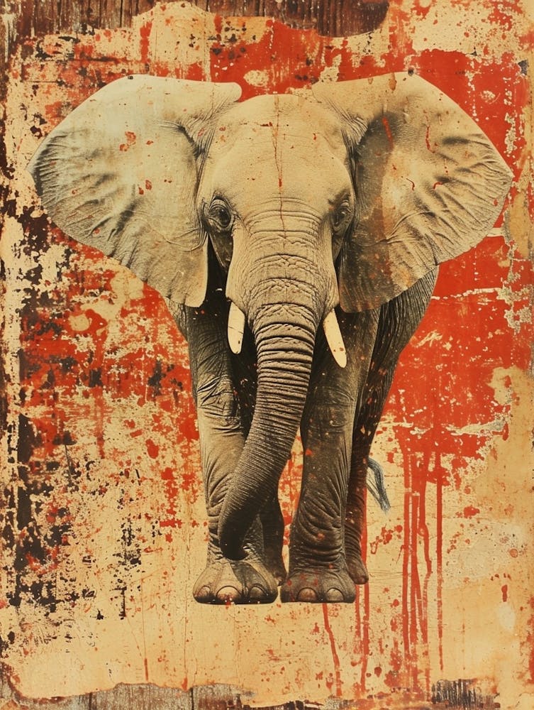 Retro Kitsch Elephant Collage 1