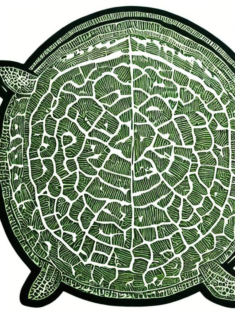 Green Sea Turtle Linocut