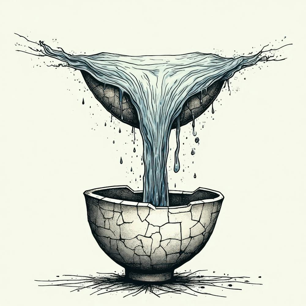 Water Pouring Out Of A Bowl