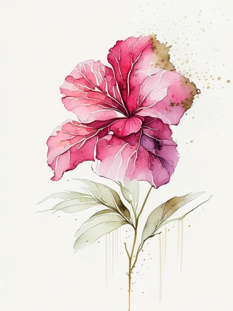 Hibiscus Herb Minimalist Watercolour 2