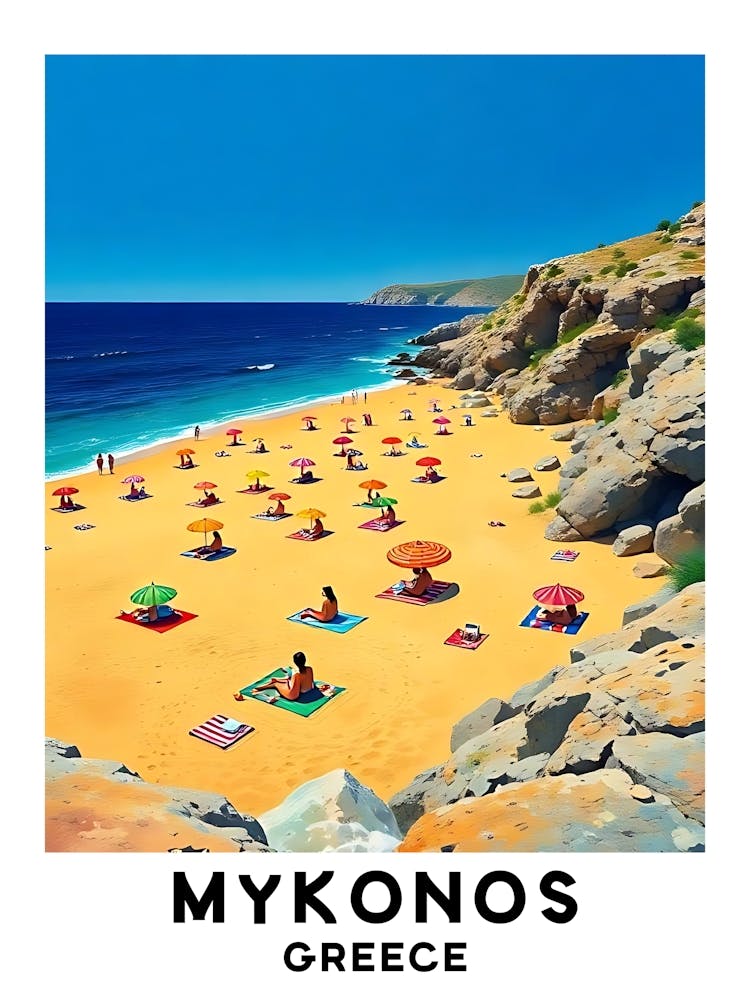 Mykonos - Greece Vintage Travel Poster 1