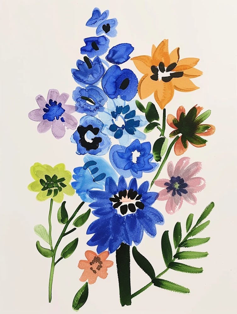 Painted Florals Delphinium 1