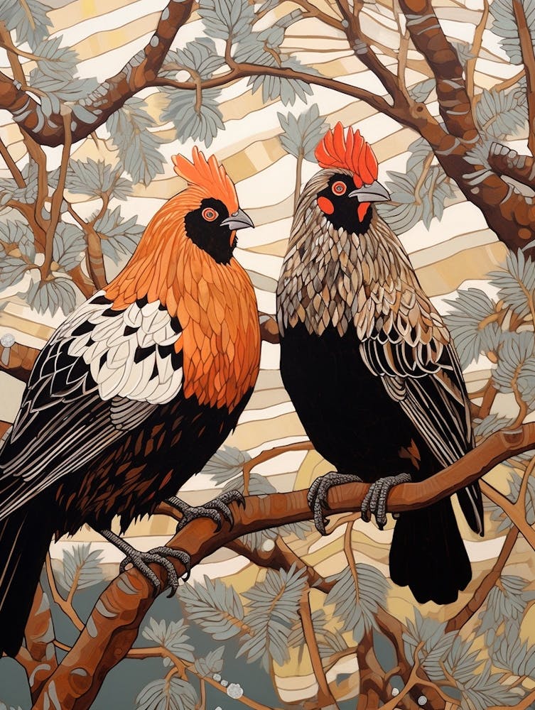 Art Nouveau Birds Poster Chicken 2