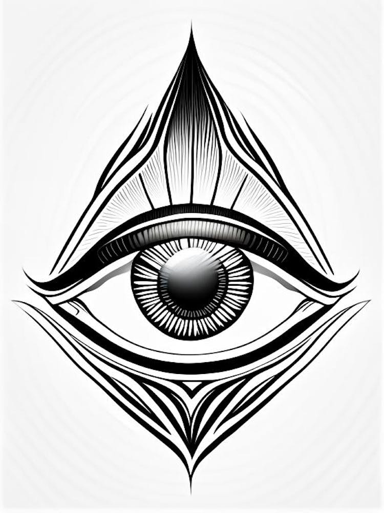 Energy Flow, Symbol, Third Eye Simple Black & White Illustration 1