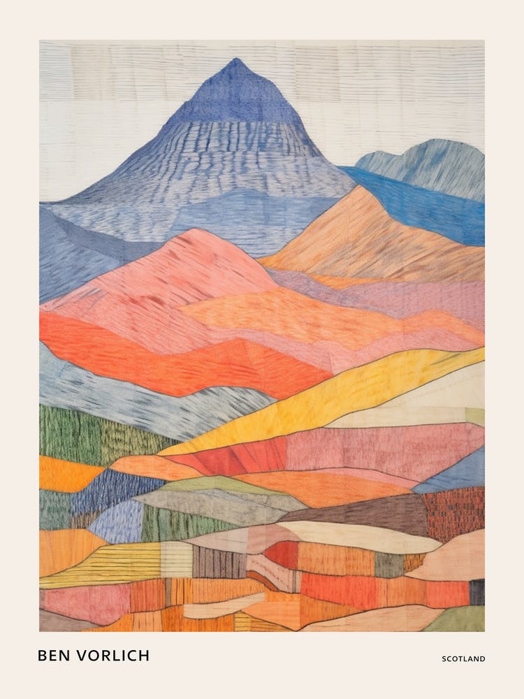 Ben Vorlich Scotland 1 Colourful Mountain Illustration Poster