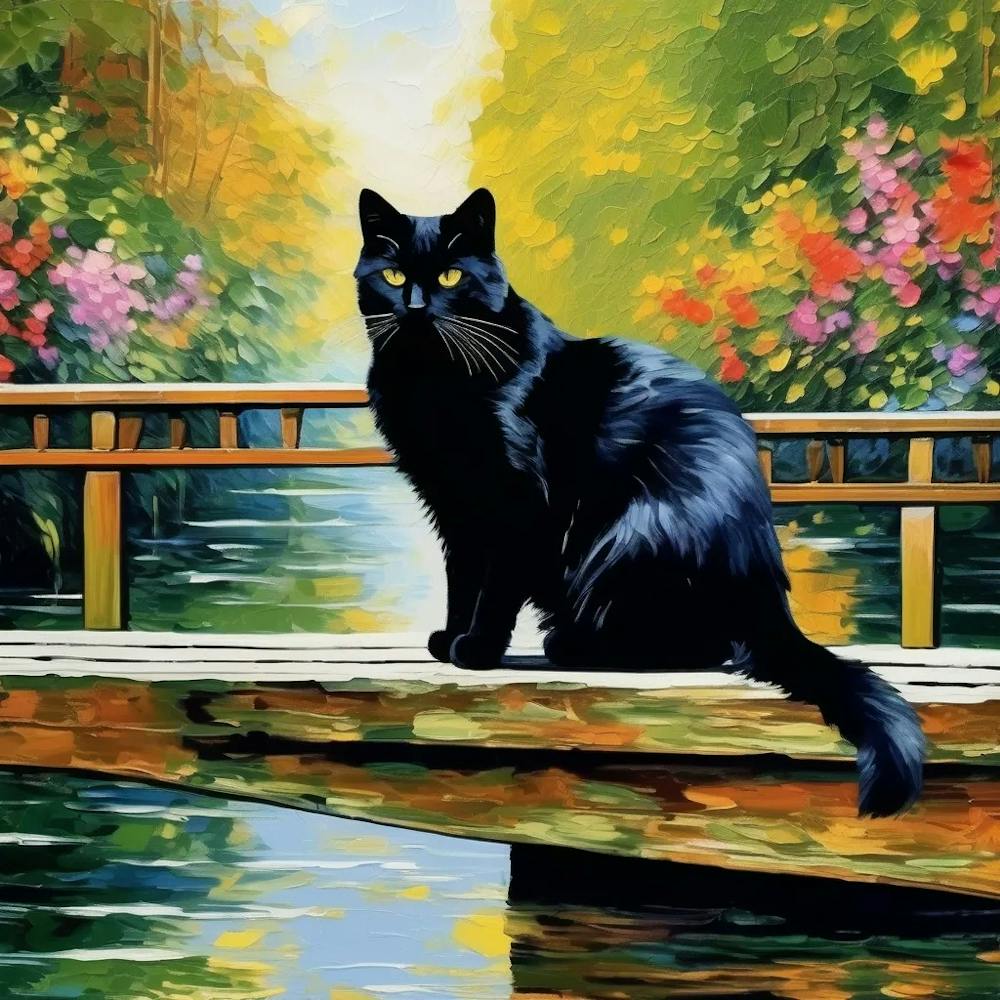 black Cat On A Bridge