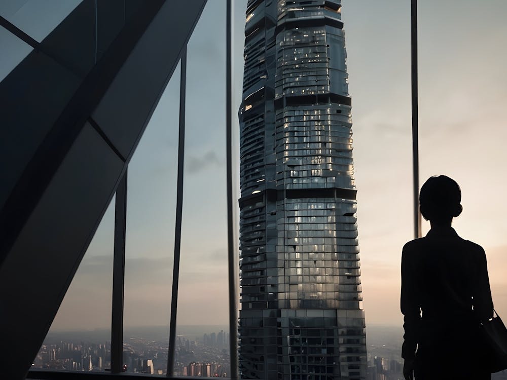 Woman Looking At Skyscraper