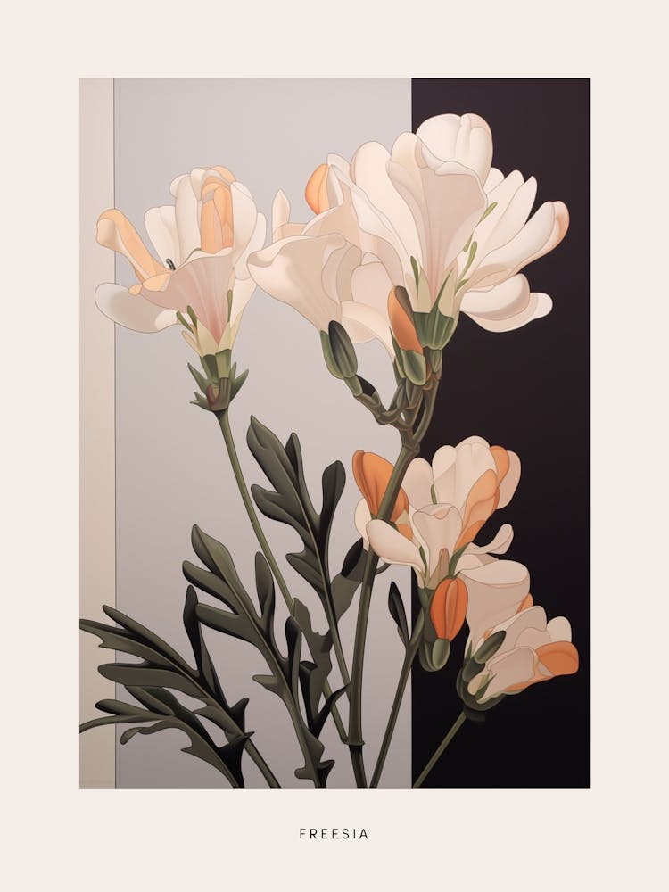 Flower Illustration Freesia 2 Poster
