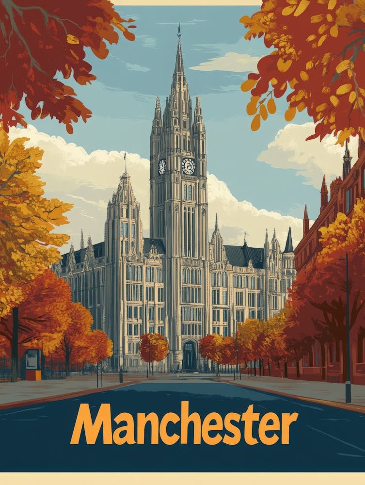 Aihrgdesign A Vintage Travel Poster Of Manchester Featuring T 8ce12d4b 4085 44eb 96b2 E56d829688d4 3