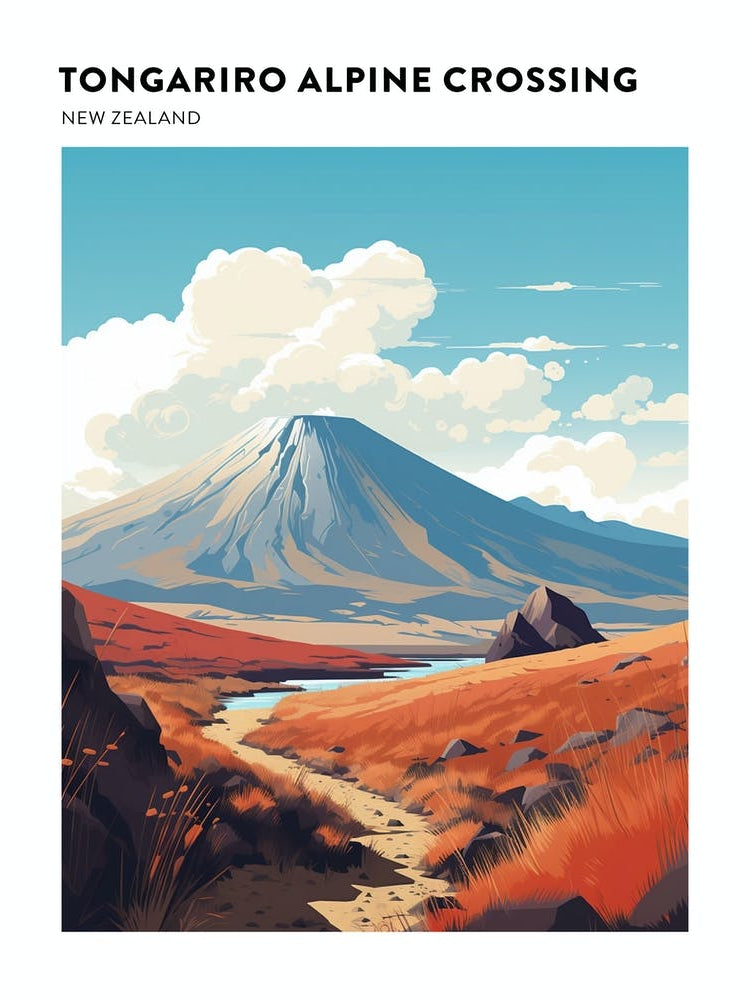 Tongariro Alpine Crossing New Zealand 1 Hiking Trail Landscape Poster