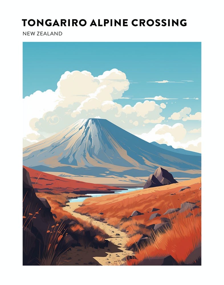 Tongariro Alpine Crossing New Zealand 1 Hiking Trail Landscape Poster
