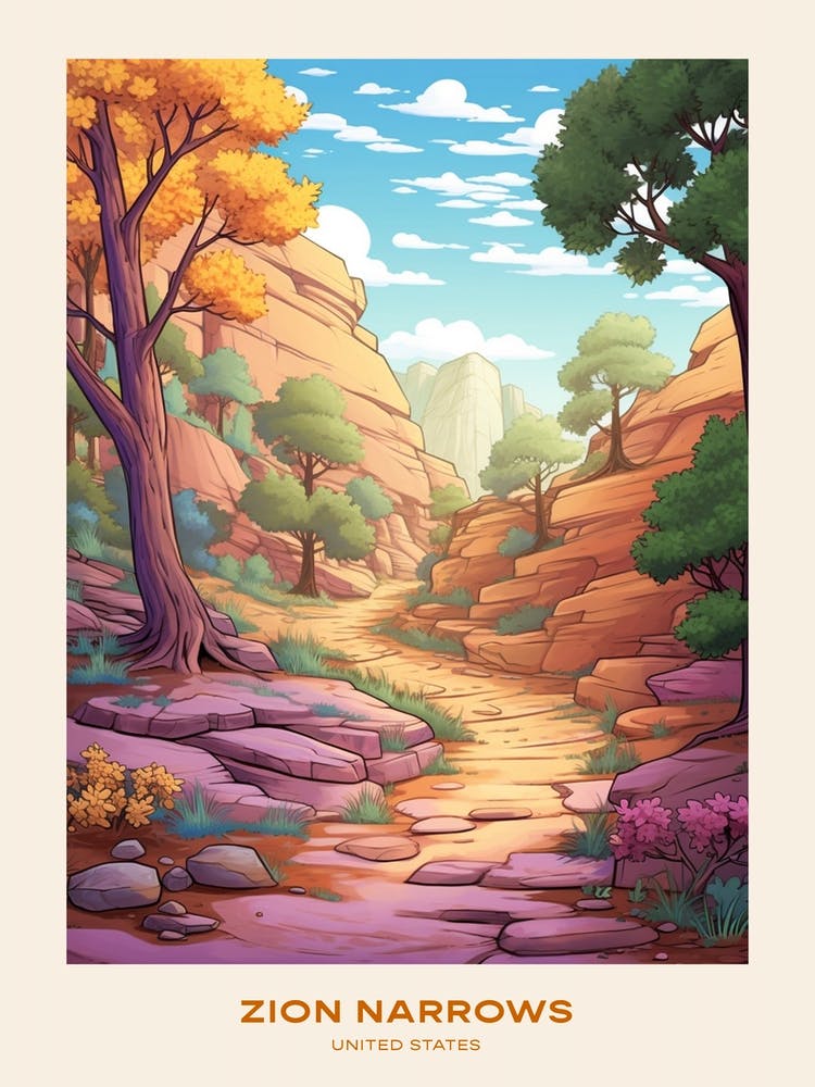 Zion Narrows Usa 3 Hike Poster