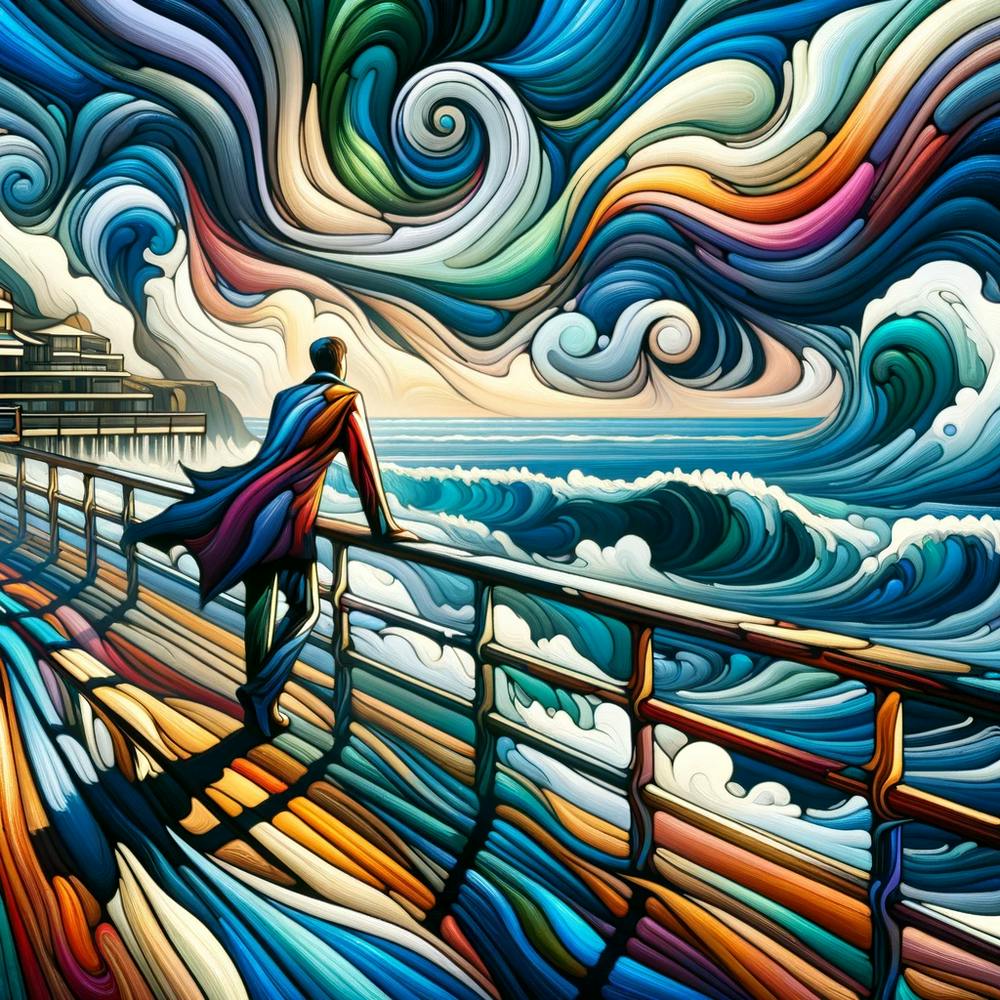 Abstract Man On The Pier