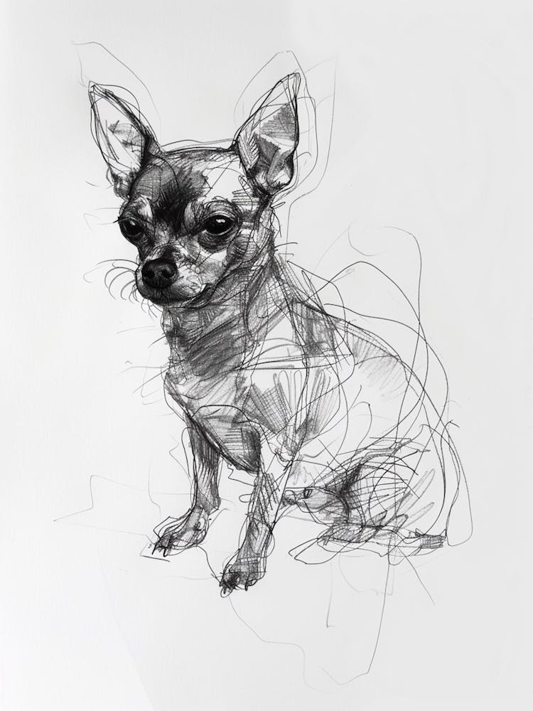 Chihuahua Dog Charcoal Line 3