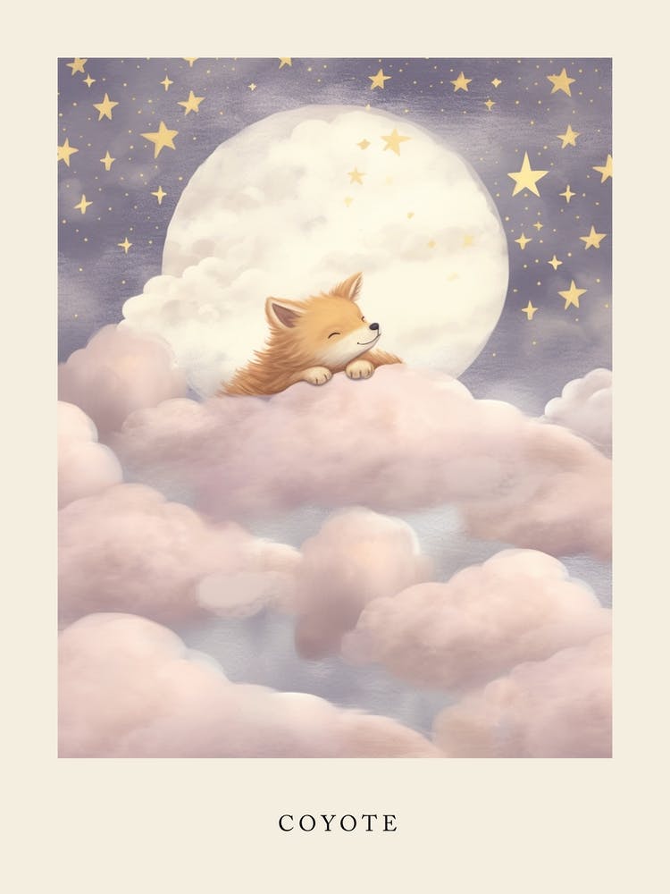 Affiche de Crèche Bébé Coyote Endormi