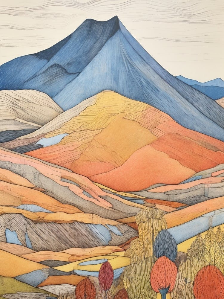 Stob Binnein Scotland 2 Colourful Mountain Illustration