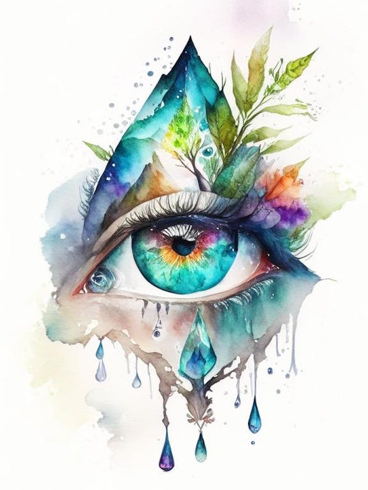 Nature And The Third Eye, Symbol, Third Eye Watercolour 1