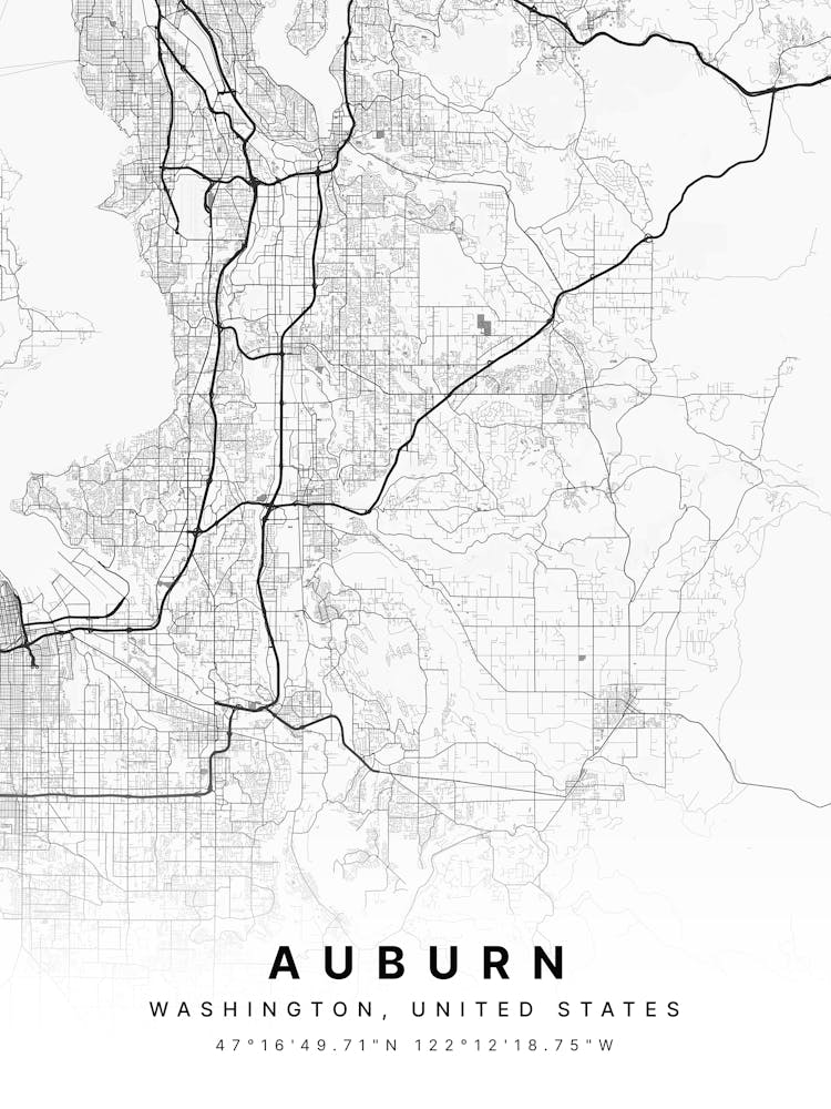 Auburn Alabama USA White Map