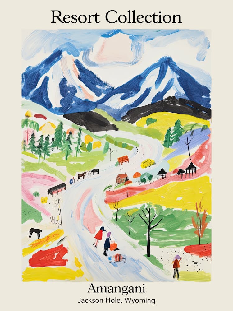 Poster Of Amangani   Jackson Hole, Wyoming   Resort Collection Storybook Illustration 4