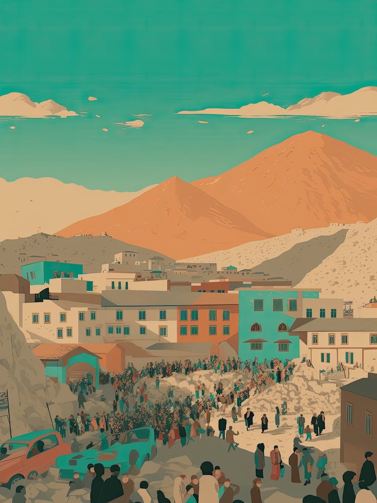 Kabul Afghanistan Travel Illustration 2