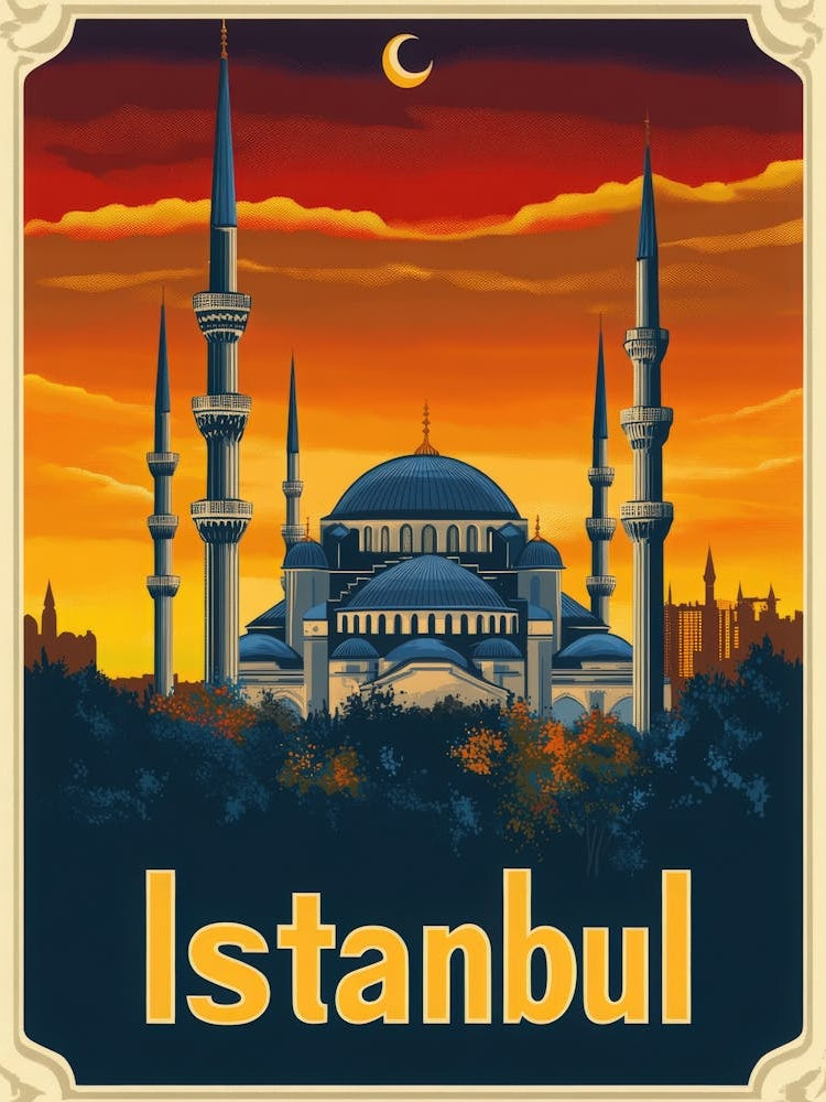 Aihrgdesign A Retro Travel Poster For Istanbul Featuring The 6