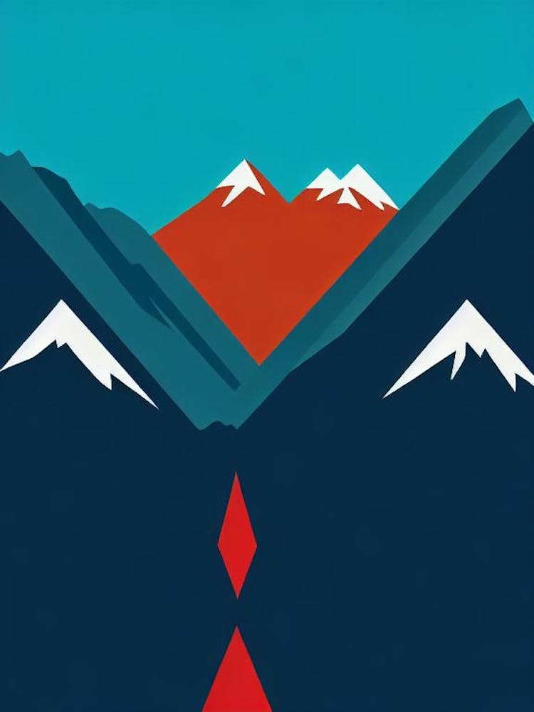 Alpe D'Huez, France Modern Illustration Skiing Poster