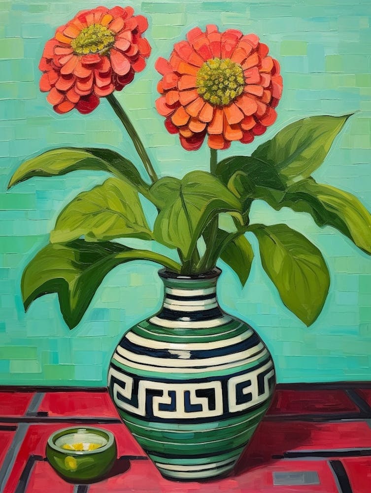 Flowers In A Vase Still Life Painting Zinnia 3