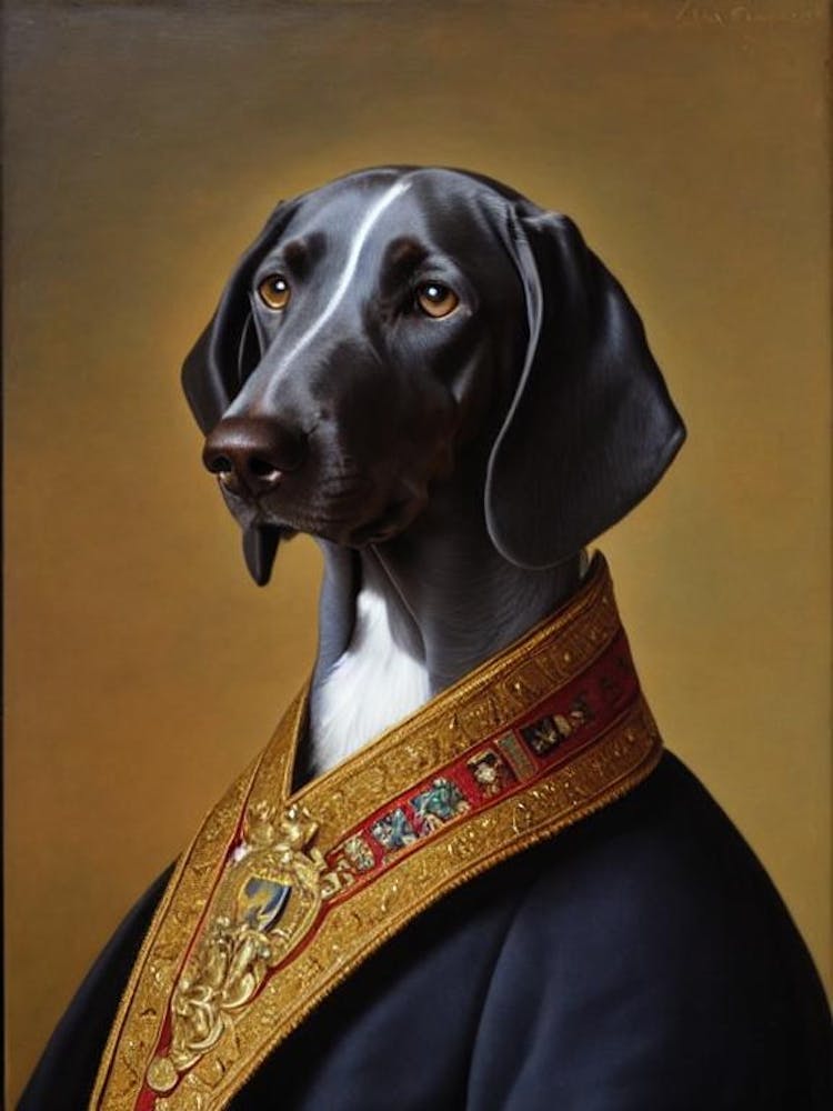 Weimaraner - Portrait Renaissance - Peinture à l'huile