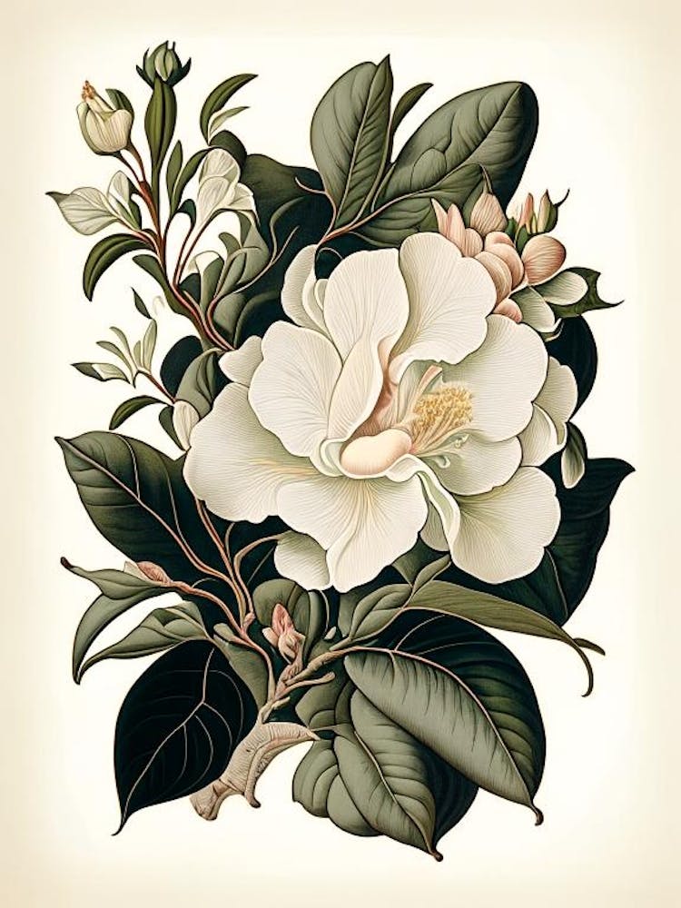 Gardenia 2 Floral Botanical Vintage Poster Flower