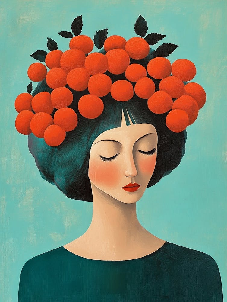 Woman With Oranges On Her Head