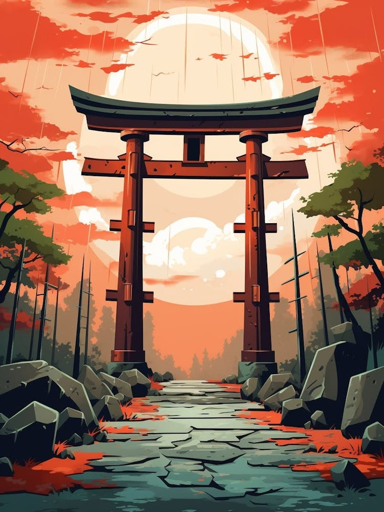 Torii Gates Japanese Illustration 9